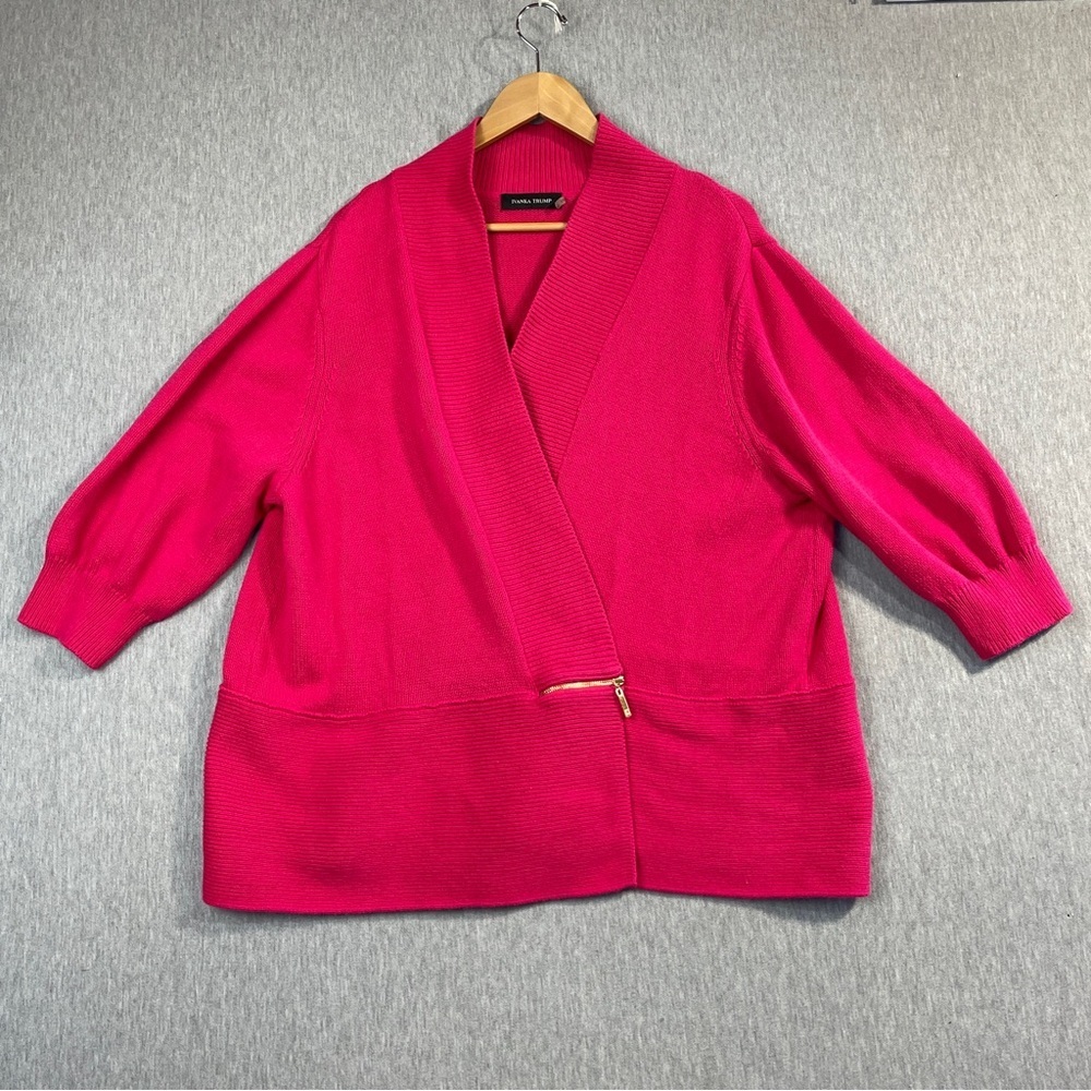 Ivanka Trump Cardigan Sweater Women’s 3X Hot Pink Open Front